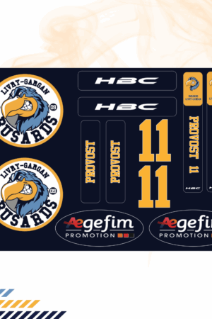 Kit Stickers Casque HBC custom Busards Livry-Gargan