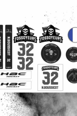 Kit Stickers HBC- Casque/Gourde custom Fossoyeurs - Blanc